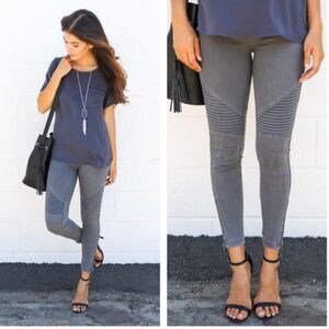 Grey moto jeggings